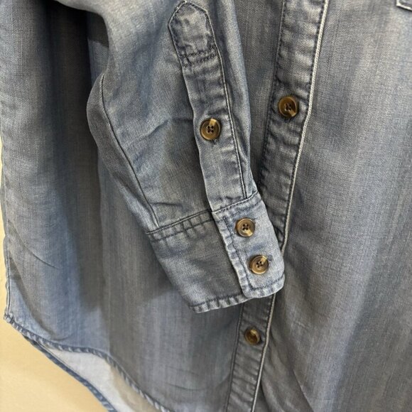 C&C California Chambre Denim Shirt Women Small Roll Up Sleeve Button Up - Picture 5 of 10